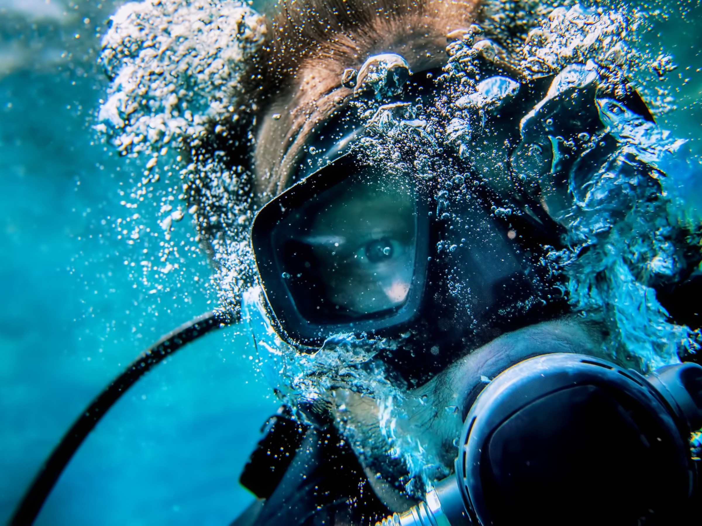 a person swimming in water